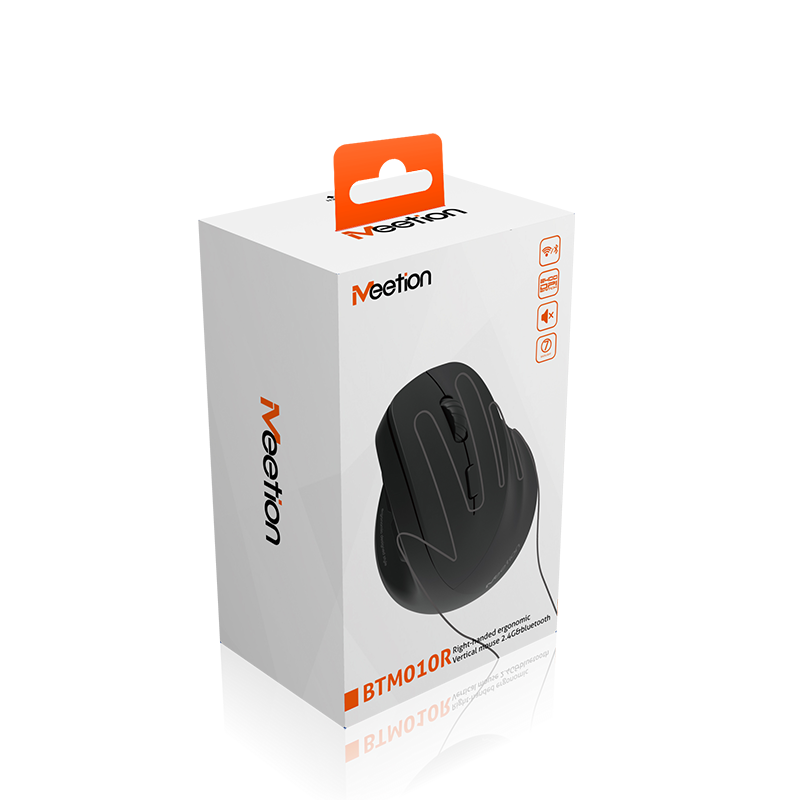Meetion Wireless Ergonomic Vertical Mouse - Right-handed, RGB, Bluetooth