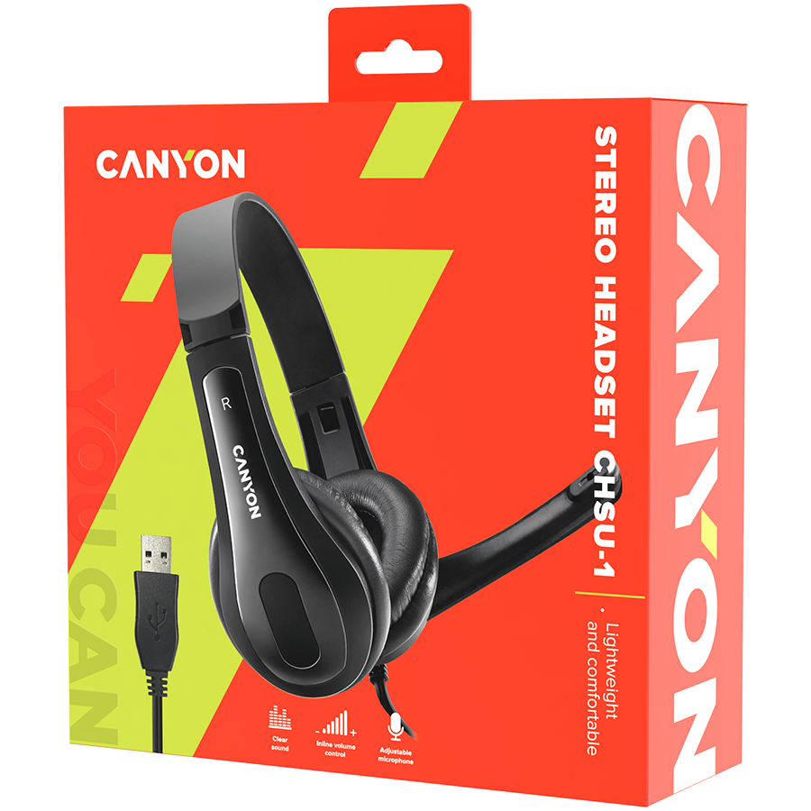 Canyon CHSU-1 USB PC Headset - Black