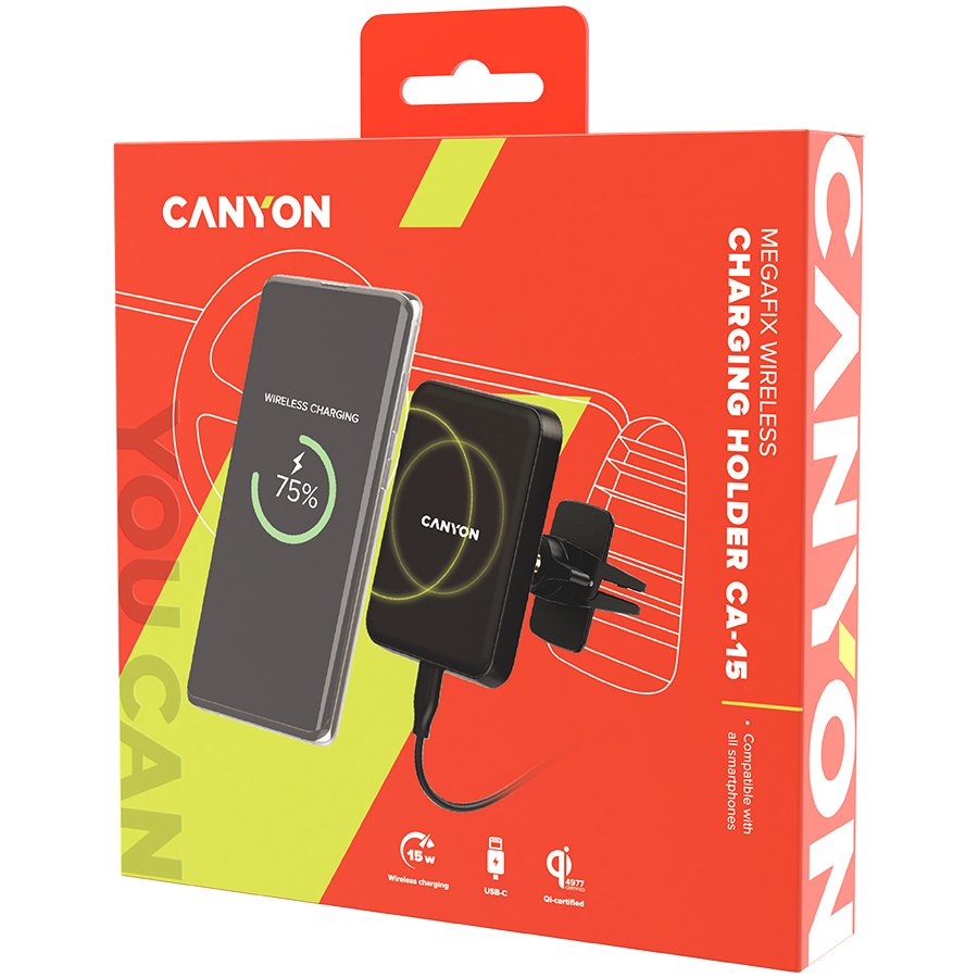 Canyon CA-15 15W Megafix Wireless Magnetic Car Charger