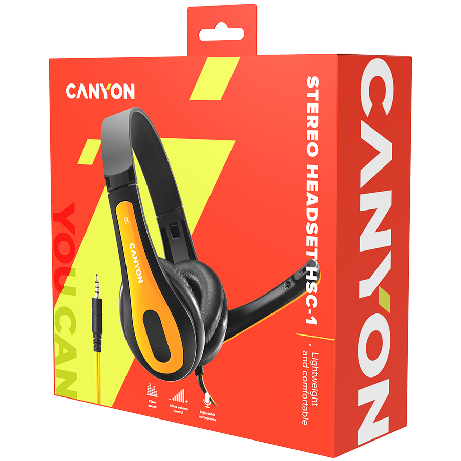 Canyon HSC-1 PC Headset with Microphone - Black/Yellow