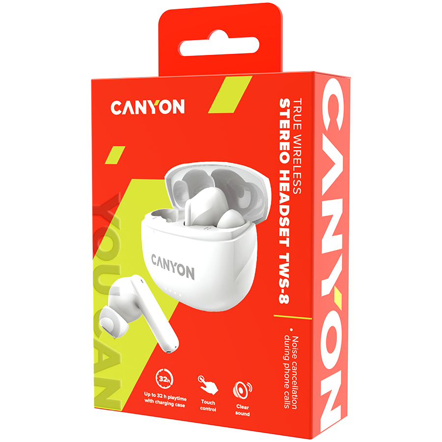 Canyon TWS-8 ENC True Wireless Earbuds - White