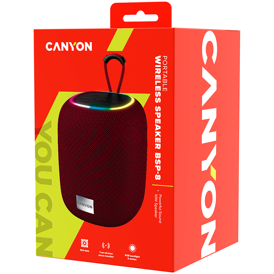 Canyon Portable Wireless Speaker BSP-8 - Red