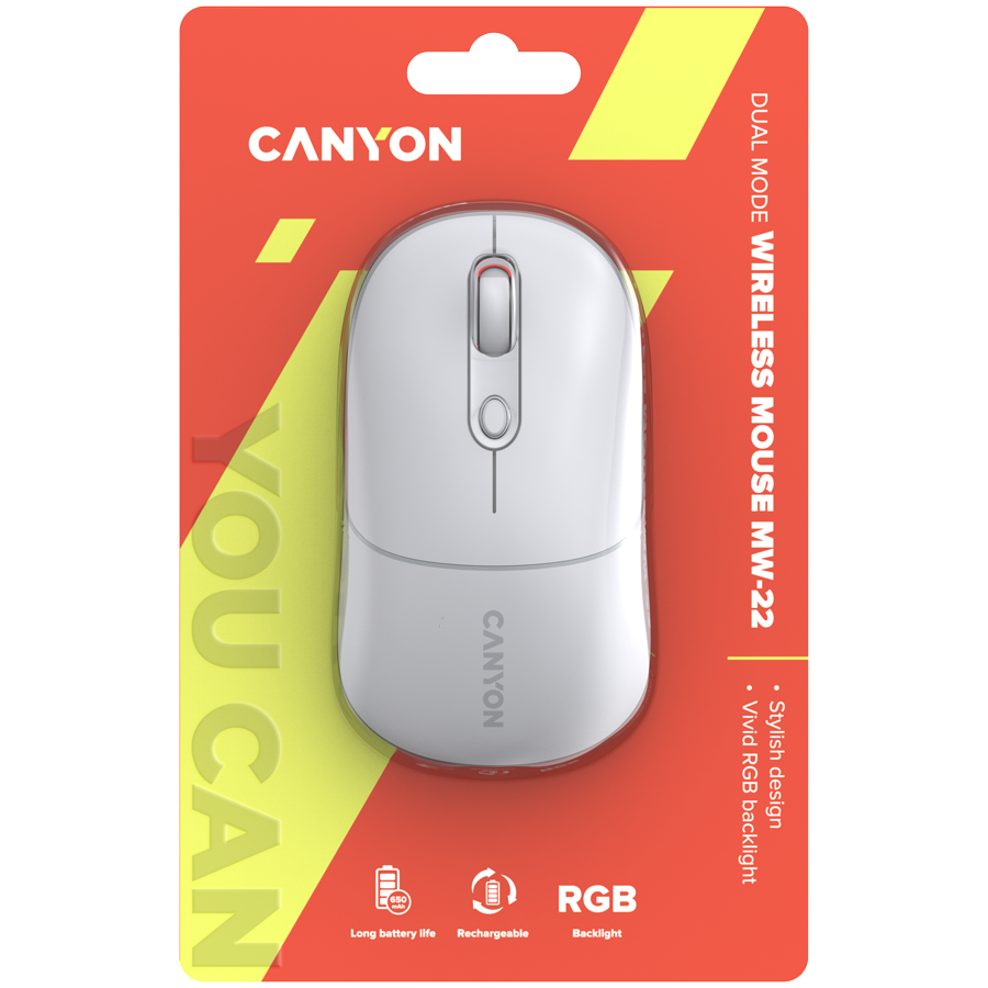 Canyon Dual Mode Wireless Mouse MW-22 - Snow White