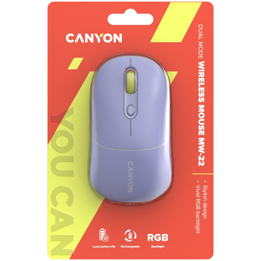 Canyon Dual Mode Wireless Mouse MW-22 - Lavender