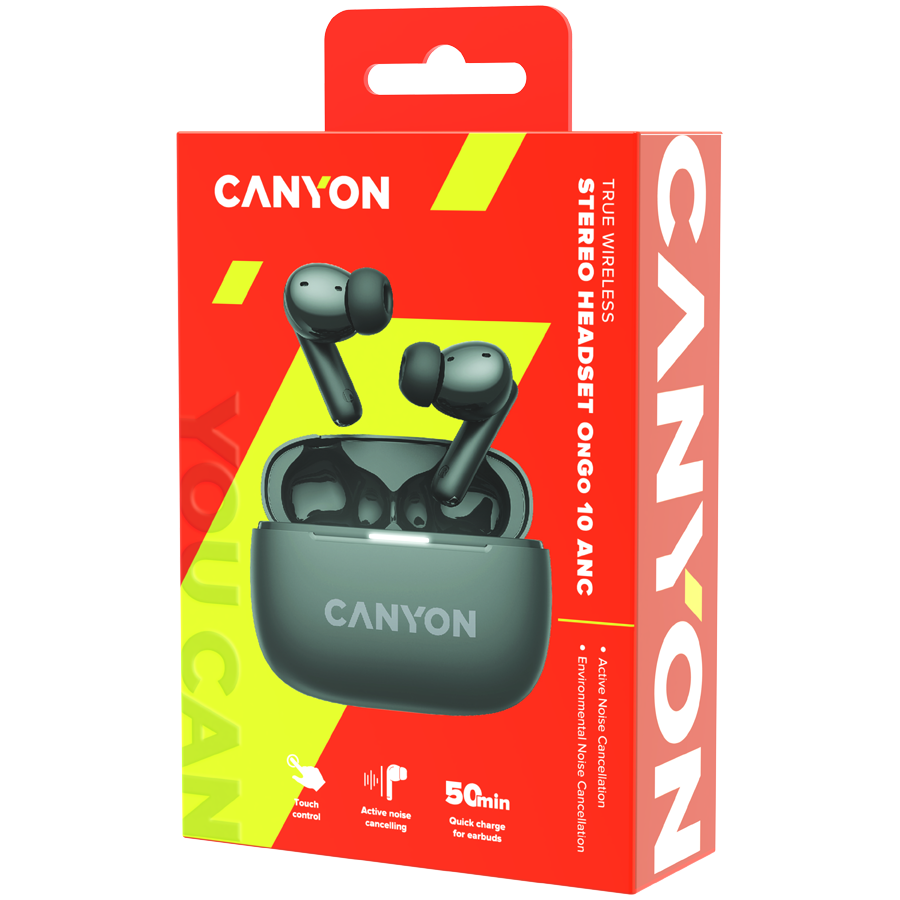 Canyon OnGo TWS-10 ANC+ENC True Wireless Earbuds - Grey