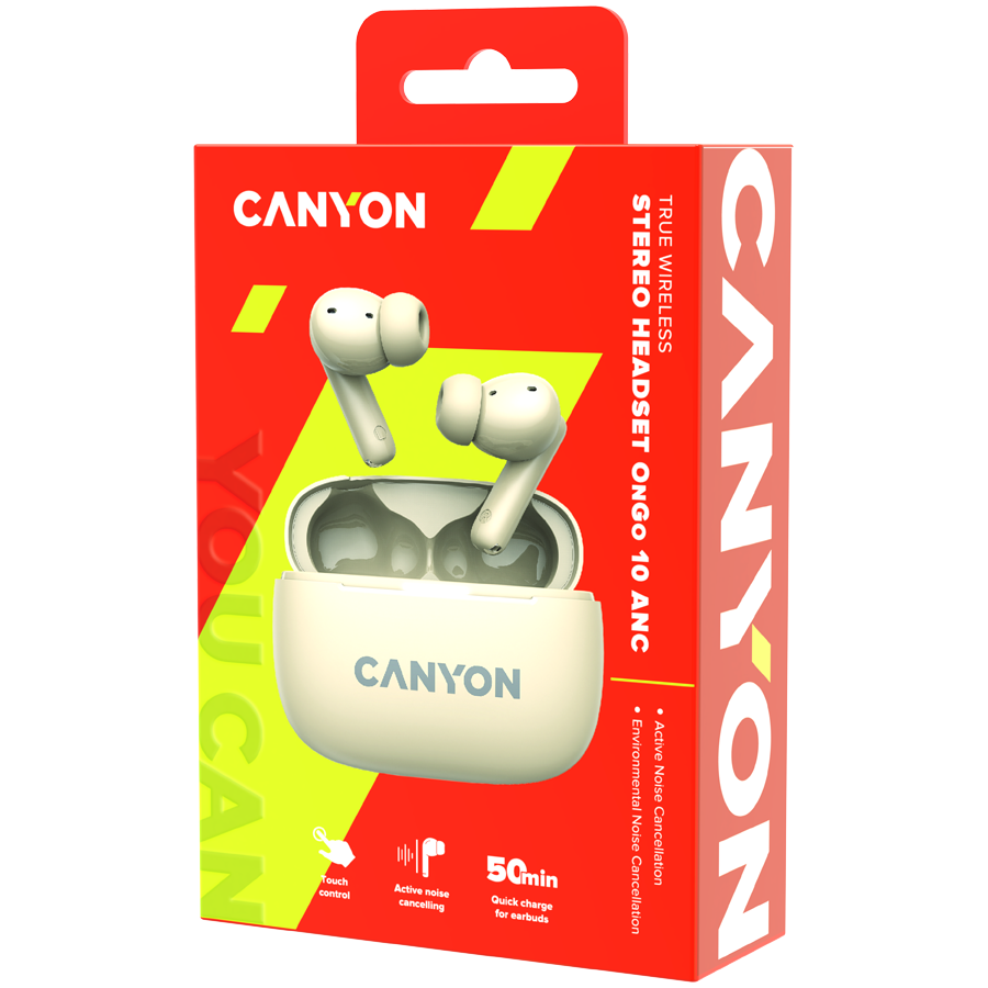 Canyon OnGo TWS-10 ANC+ENC True Wireless Earbuds - Beige