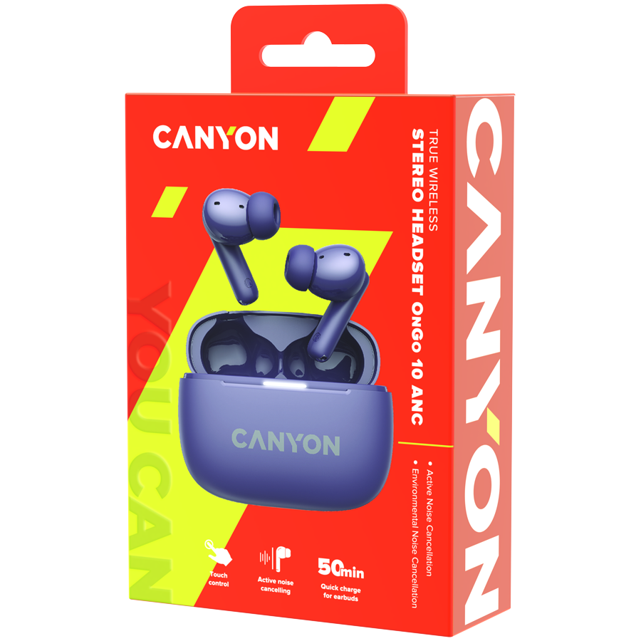 Canyon OnGo TWS-10 ANC+ENC True Wireless Earbuds - Purple