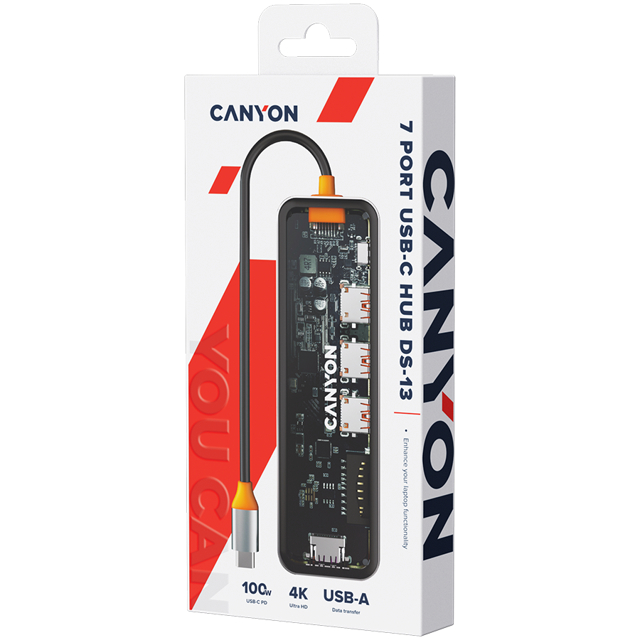 Canyon DS-13 7-in-1 USB-C Hub 4K - Space Grey