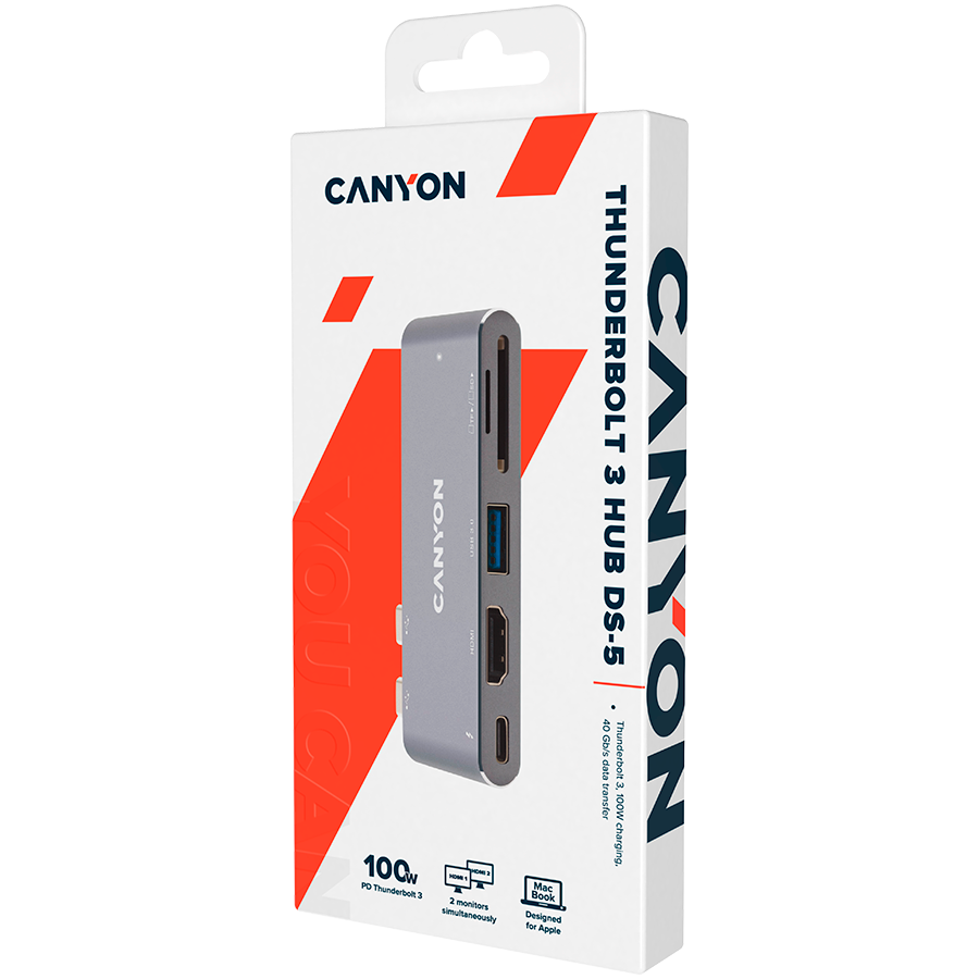 Canyon DS-5 5-in-1 Thunderbolt 3 Hub - Space Grey