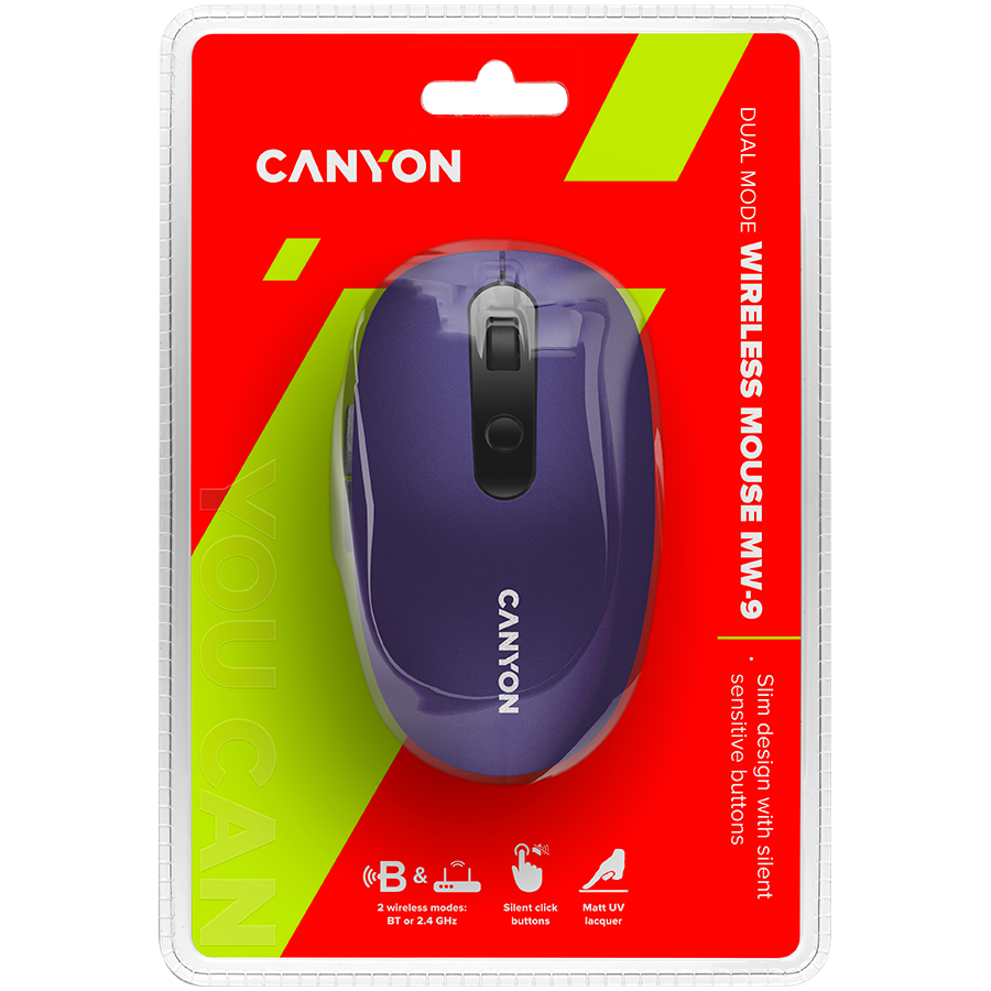 Canyon Dual Mode Wireless Mouse MW-9 - Violet