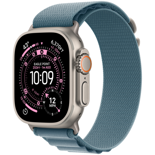 Apple Watch Ultra 3 GPS + Cellular 49mm - Natural Titanium with Light Blue Alpine Loop Medium