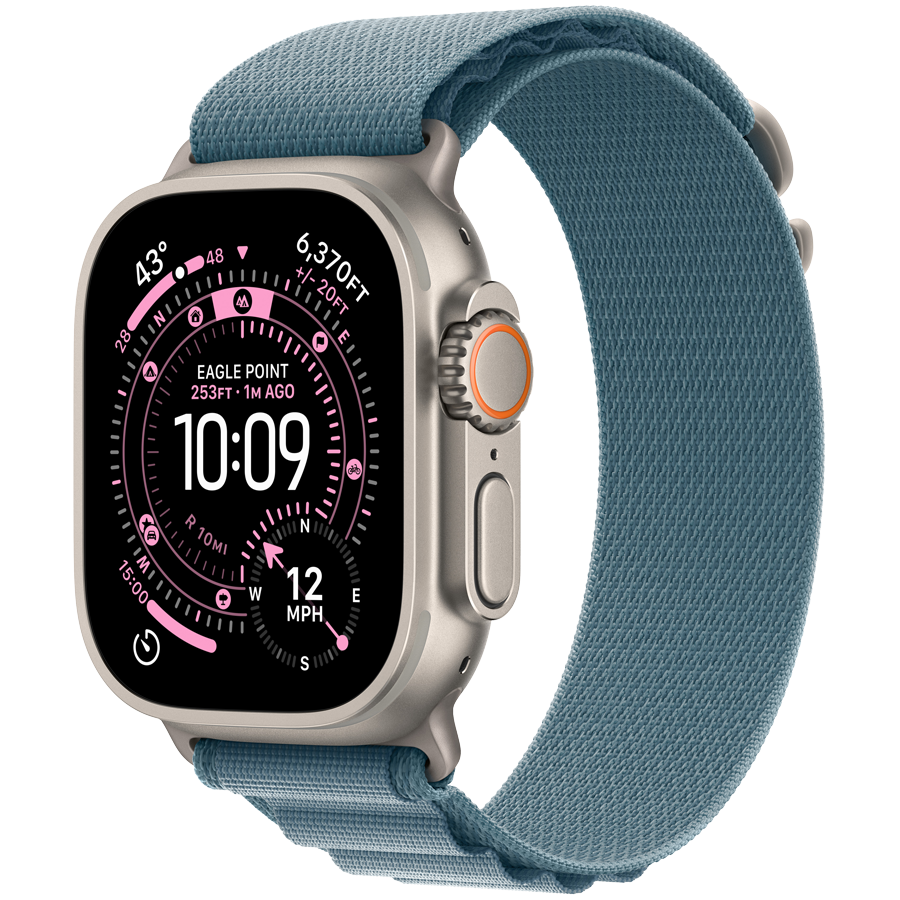 Apple Watch Ultra 3 GPS + Cellular 49mm - Natural Titanium with Light Blue Alpine Loop Medium