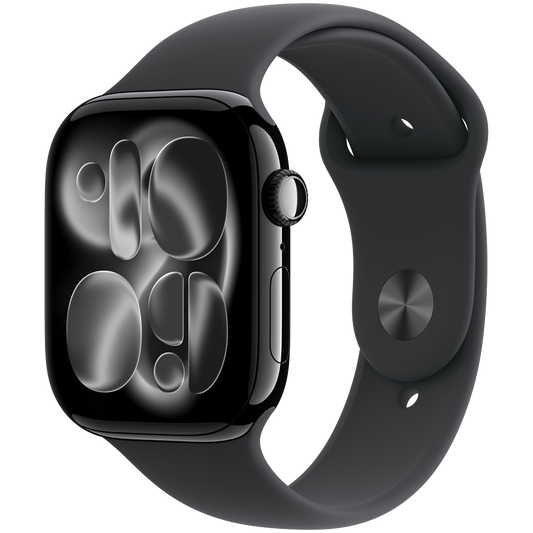 Apple Watch Series 11 GPS + Cellular 46mm - Jet Black Aluminium with Black Sport Band S/M