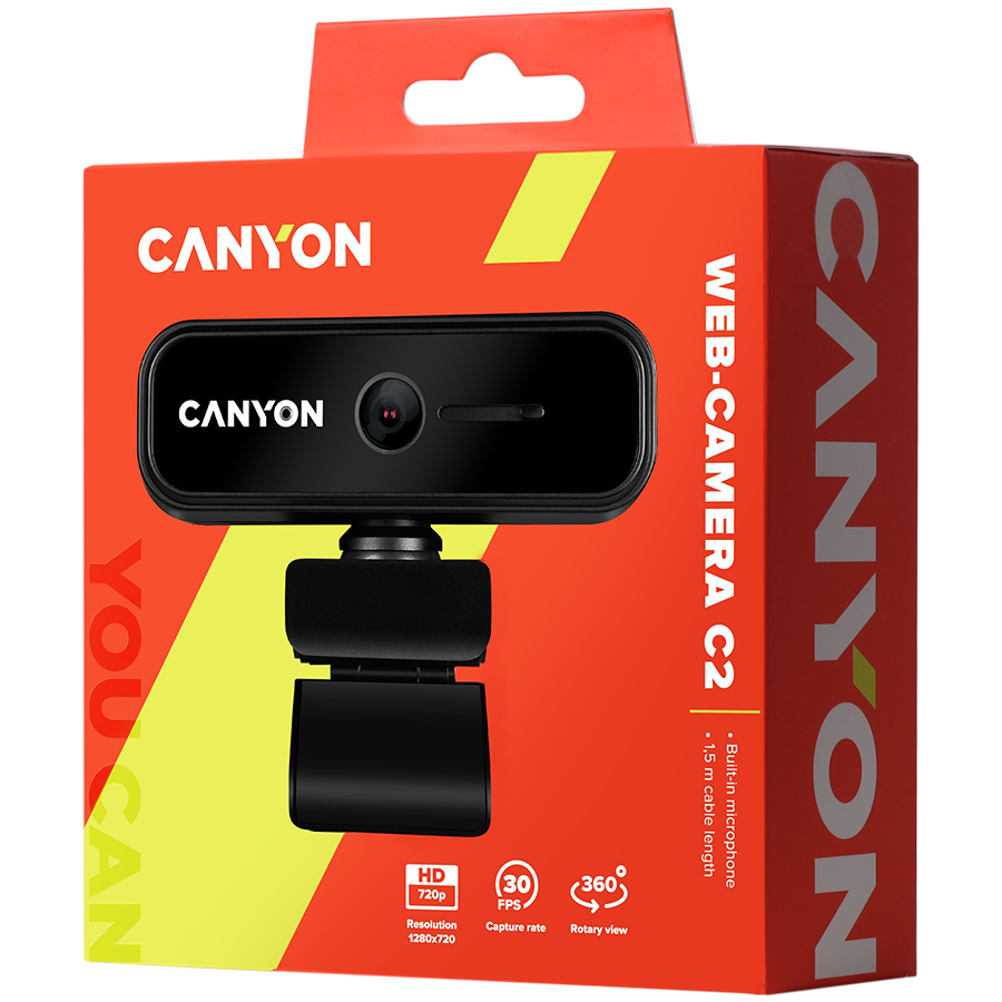 Canyon C2 HD 720P Webcam - Black