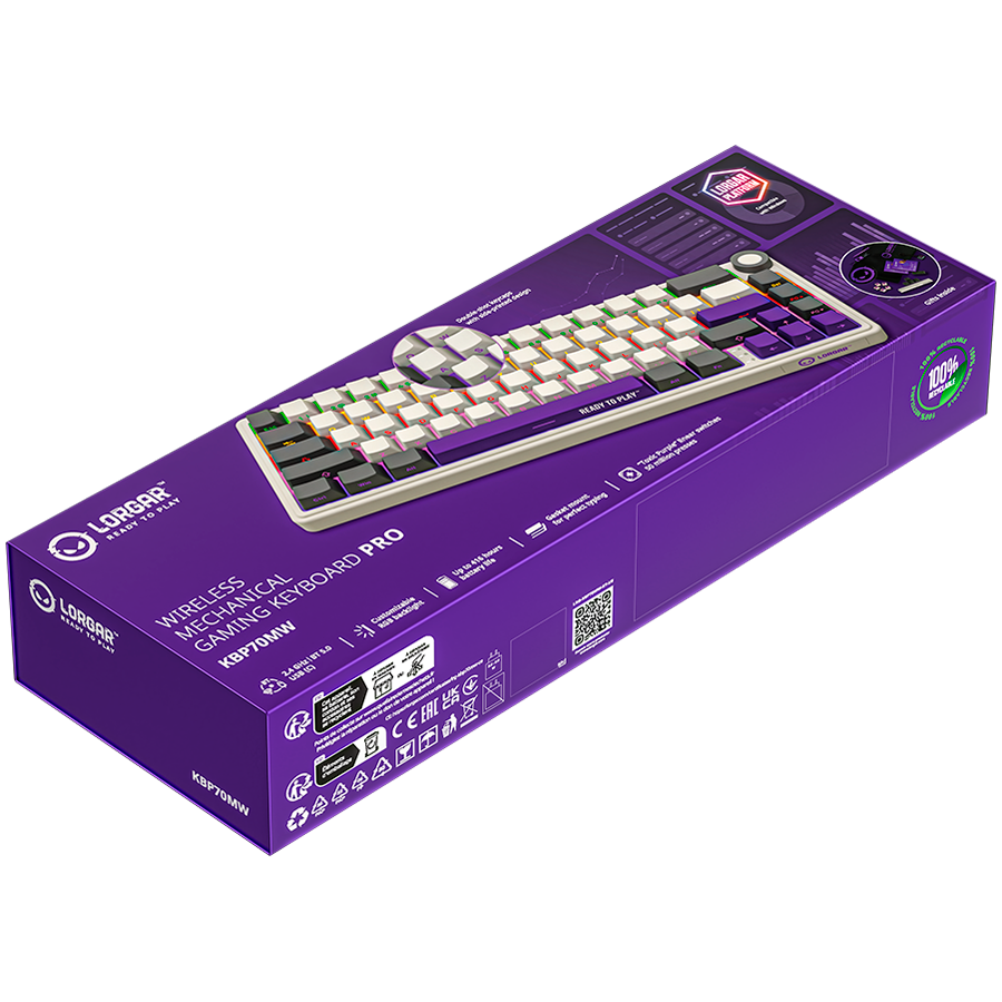 Lorgar Wireless Gaming Keyboard KBP70MW - Beige