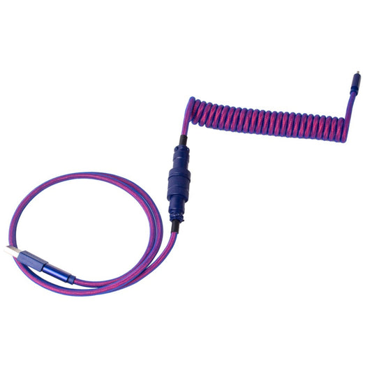 Keychron Premium Coiled Aviator USB Cable | Type-C + USB-A Adapter | Detachable Aviator Connector | 108 cm