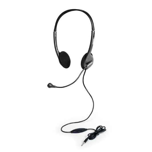 Port Stereo Headset with Mic with 1.2m Cable|1 x 3.5mm|Volume Controller – Black