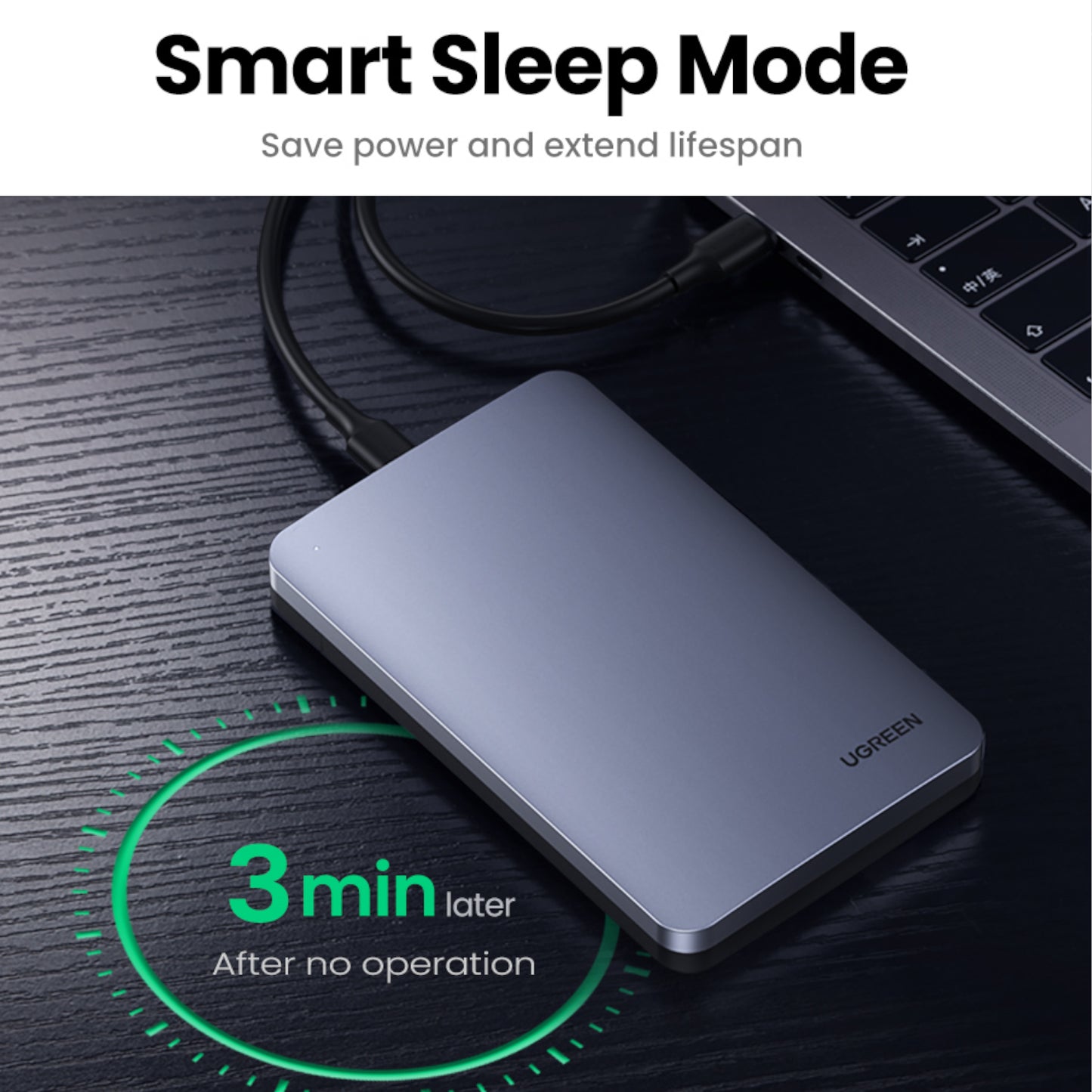 UGREEN CM300 2.5 inch USB Type-C Hard Drive Enclosure – Silver