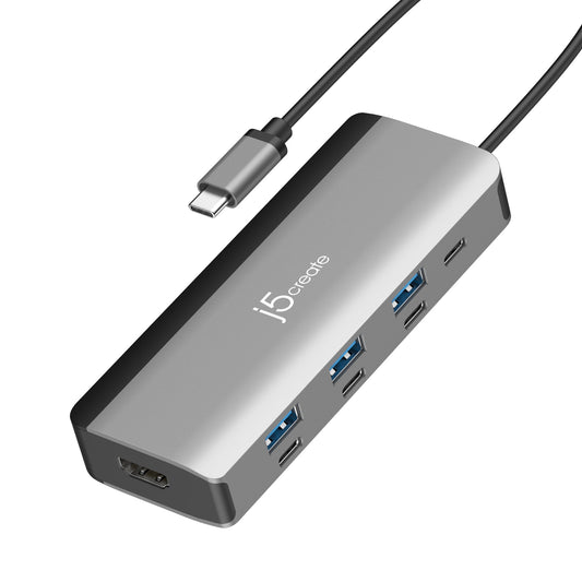 J5create Flexible Ports USB-C 4K144 HDMI Hub - Slim 8 in 1 - JCD362
