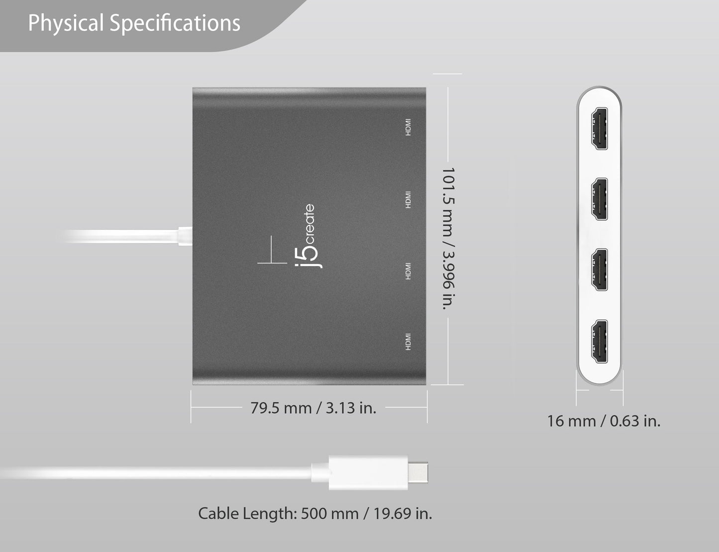 J5create USB-C to 4-Port HDMI Multi-Monitor Adapter - JCA366