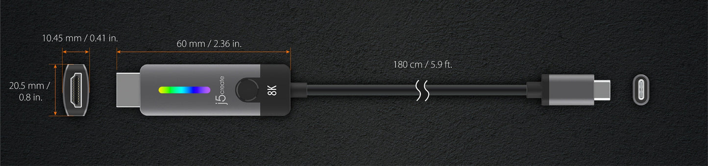 J5create USB-C to HDMI 2.1 8K Cable - JCC157