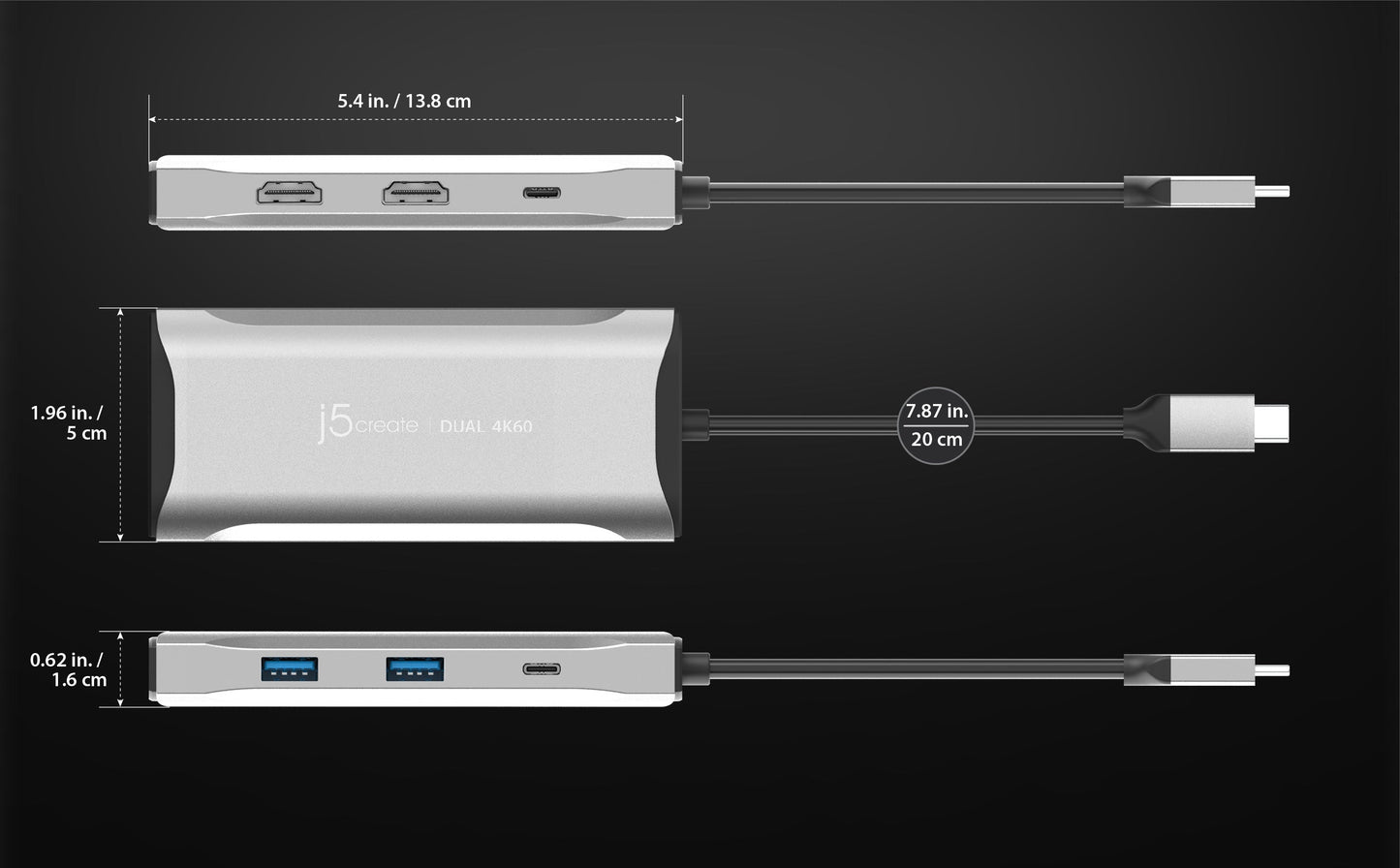 J5create USB-C Dual HDMI 4K60 Mini Dock - JCD396