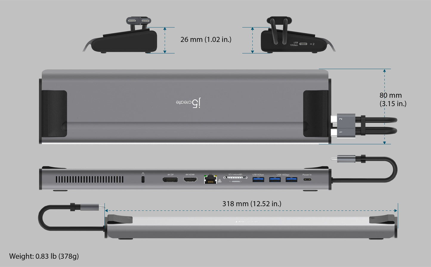 J5create M.2 NVMe USB-C Gen 2 Docking Station - JCD552
