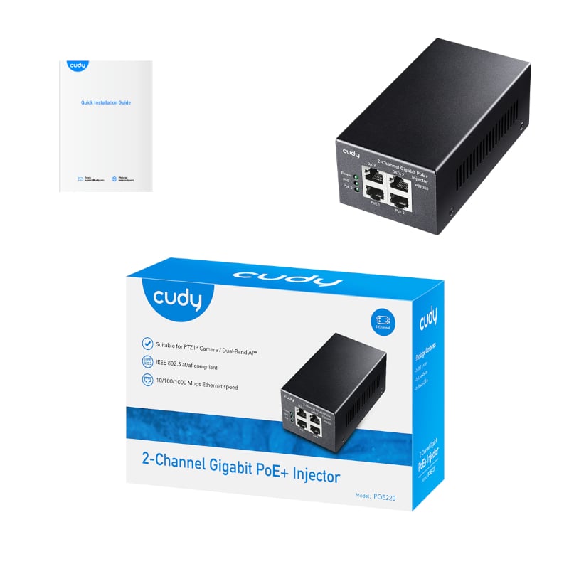 Cudy 2-Channel 30W Gigabit PoE+ Injector