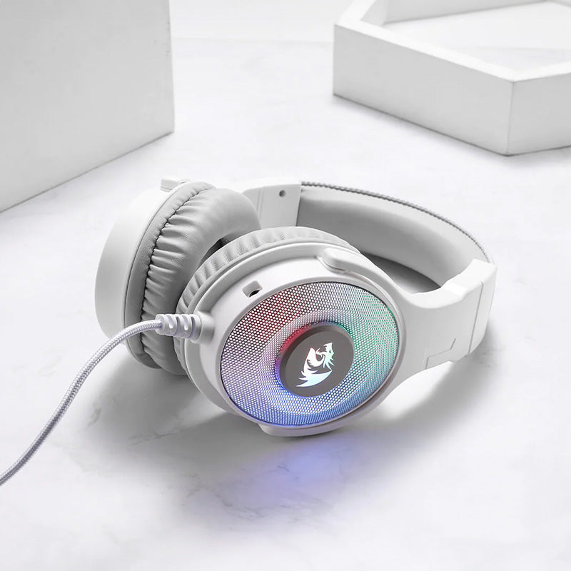 REDRAGON Over-Ear PANDORA USB (Power Only)|Aux (Mic & Headset) RGB Gaming Headset – White
