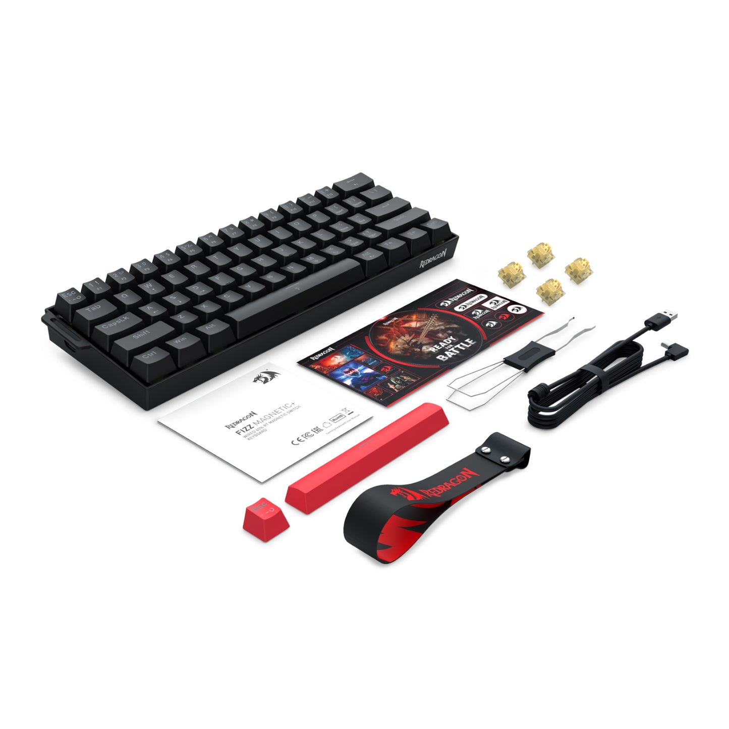 Redragon FIZZ Magnetic Plus 60% RGB Gaming Keyboard – Black