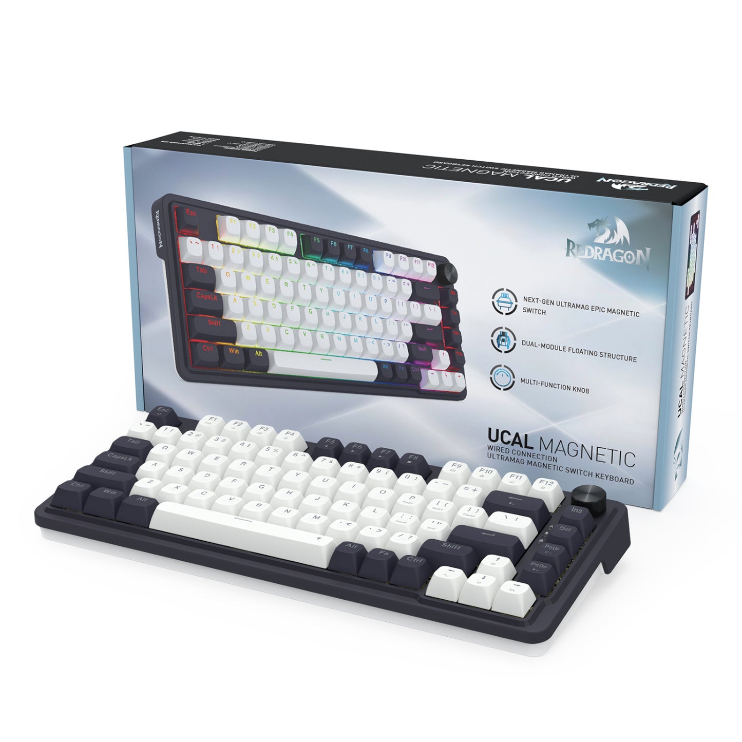 Redragon K673 UCAL 75% Magnetic Ultramag Switch Wired Keyboard – Black