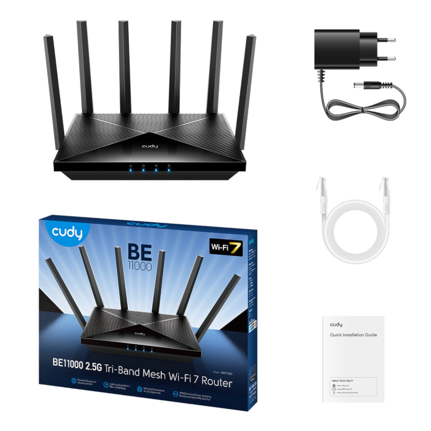 Cudy WR6500H BE6500 Wi-Fi 7 Dual-Band Router with 2.5Gb WAN-Black