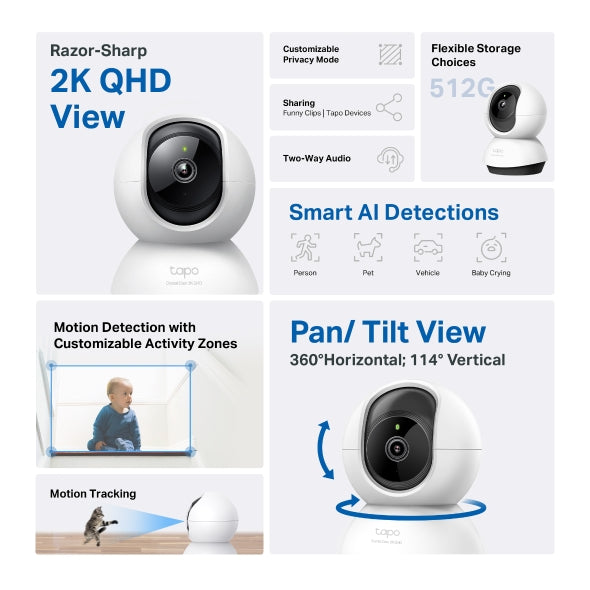 Tapo Pan/Tilt AI Home Security Wi-Fi Camera - Tapo C220