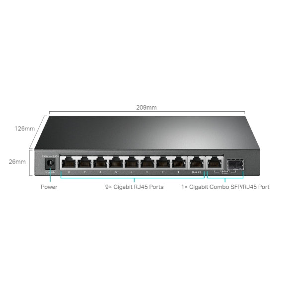 TP-Link 10-Port Gigabit Easy Smart Switch with 8-Port PoE+ - TL-SG1210MPE