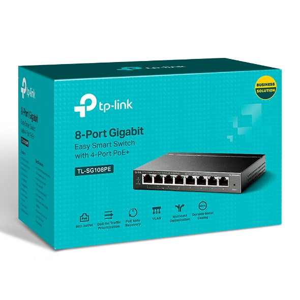TP-Link 8-Port Gigabit Easy Smart Switch with 4-Port PoE+ - TL-SG108PE