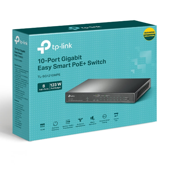 TP-Link 10-Port Gigabit Easy Smart Switch with 8-Port PoE+ - TL-SG1210MPE