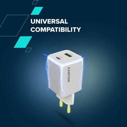Canyon CU45AC GaN 45W USB-C/USB-A Charger - White