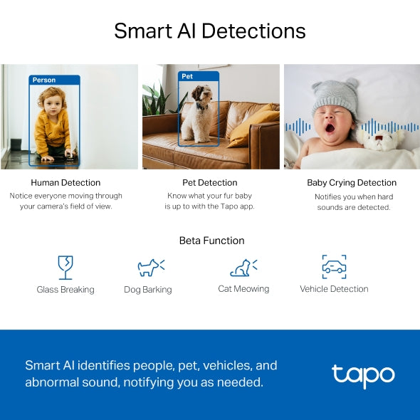Tapo Pan/Tilt AI Home Security Wi-Fi Camera - Tapo C220