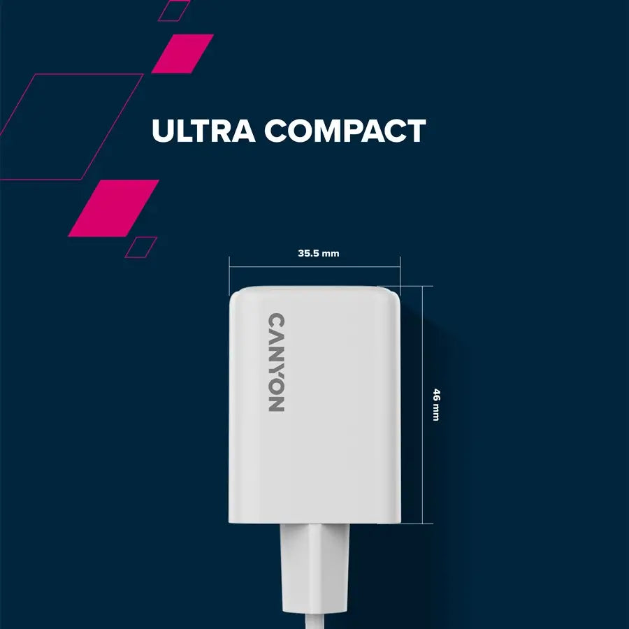 Canyon CU45AC GaN 45W USB-C/USB-A Charger - White