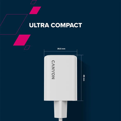 Canyon CU45AC GaN 45W USB-C/USB-A Charger - White