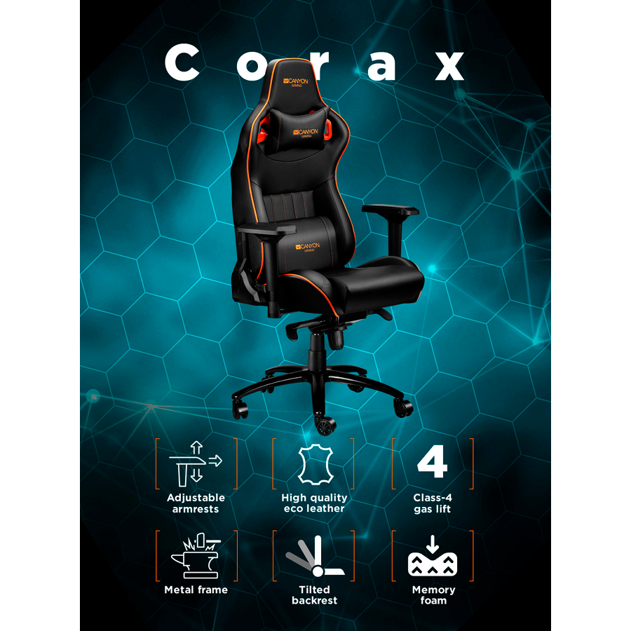 Canyon Corax GH-5 Gaming Chair - Black Orange