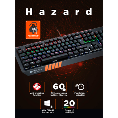 Canyon Hazard Mechanical Gaming Keyboard GK-6 - Black