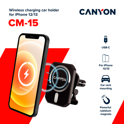 Canyon CM-15 15W Wireless Magnetic Car Charger
