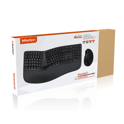 Meetion Wireless Ergonomic Keyboard and Mouse Combo - Split Keyboard Design