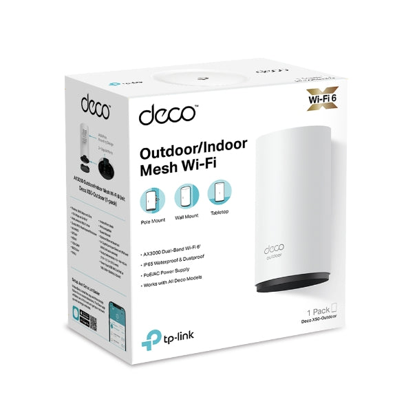 TP-Link AX3000 Outdoor / Indoor Whole Home Mesh WiFi 6 Unit - Deco X50-Outdoor