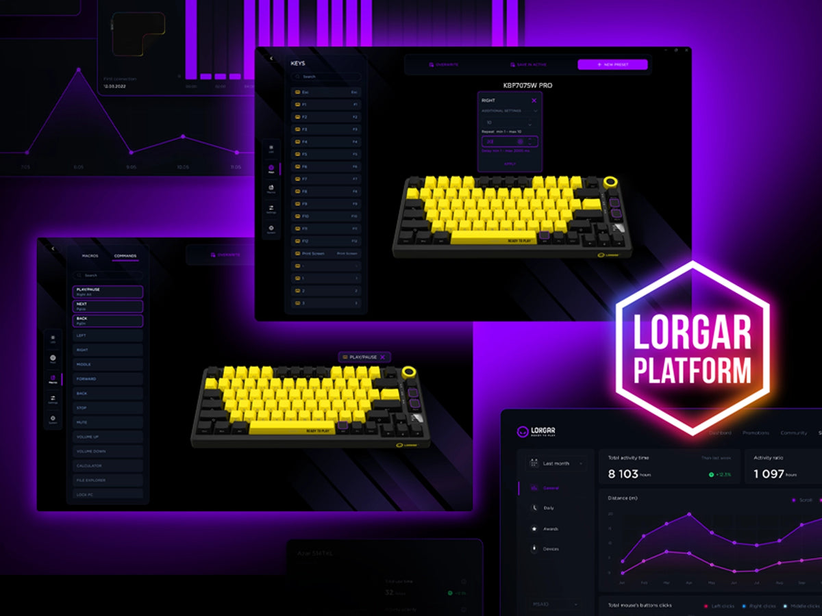 Lorgar Wireless Gaming Keyboard KBP7075W - Beige