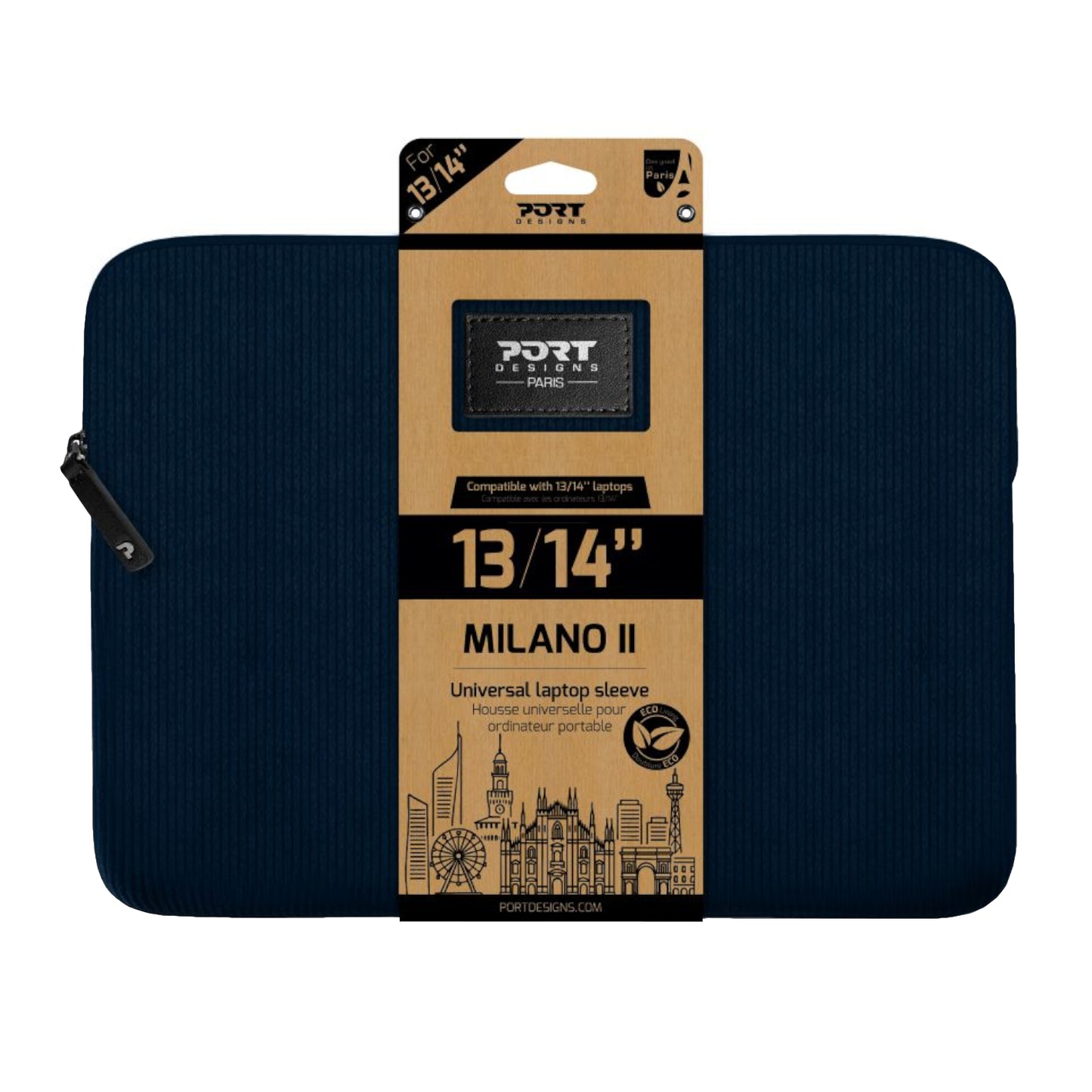 Port Designs Milano II Eco 13/14″ Universal Laptop Sleeve – Navy Blue