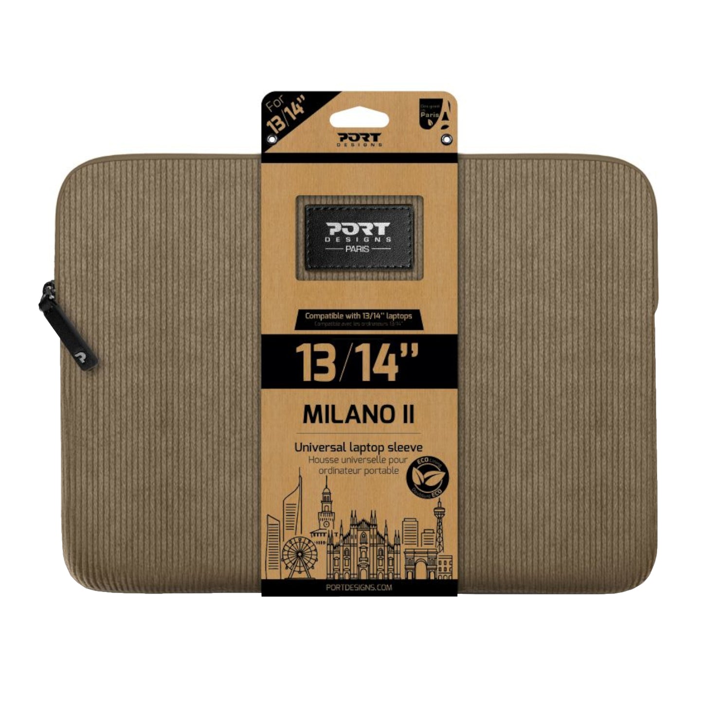 Port Designs Milano II Eco 13/14″ Universal Laptop Sleeve – Desert Brown