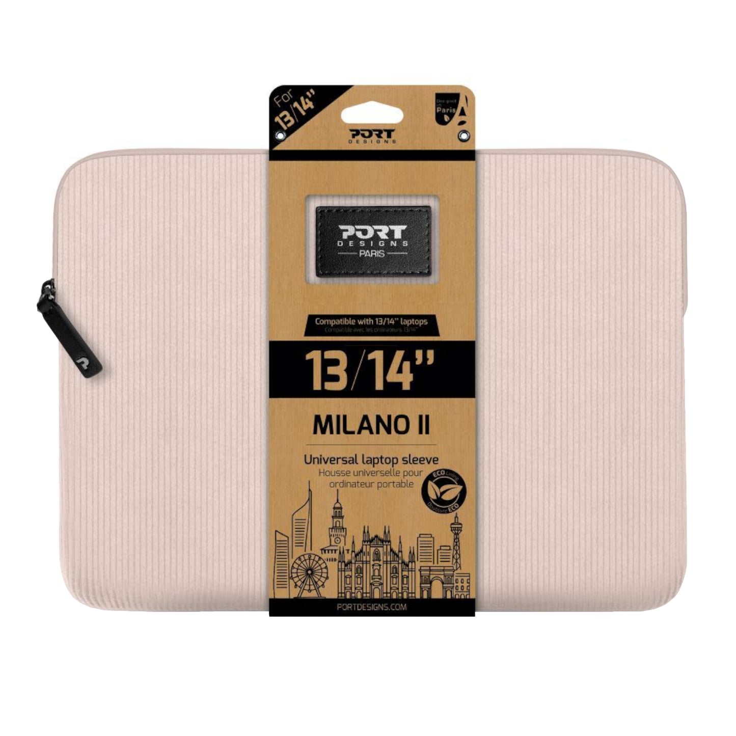 Port Designs Milano II Eco 13/14″ Universal Laptop Sleeve – Plush Pink