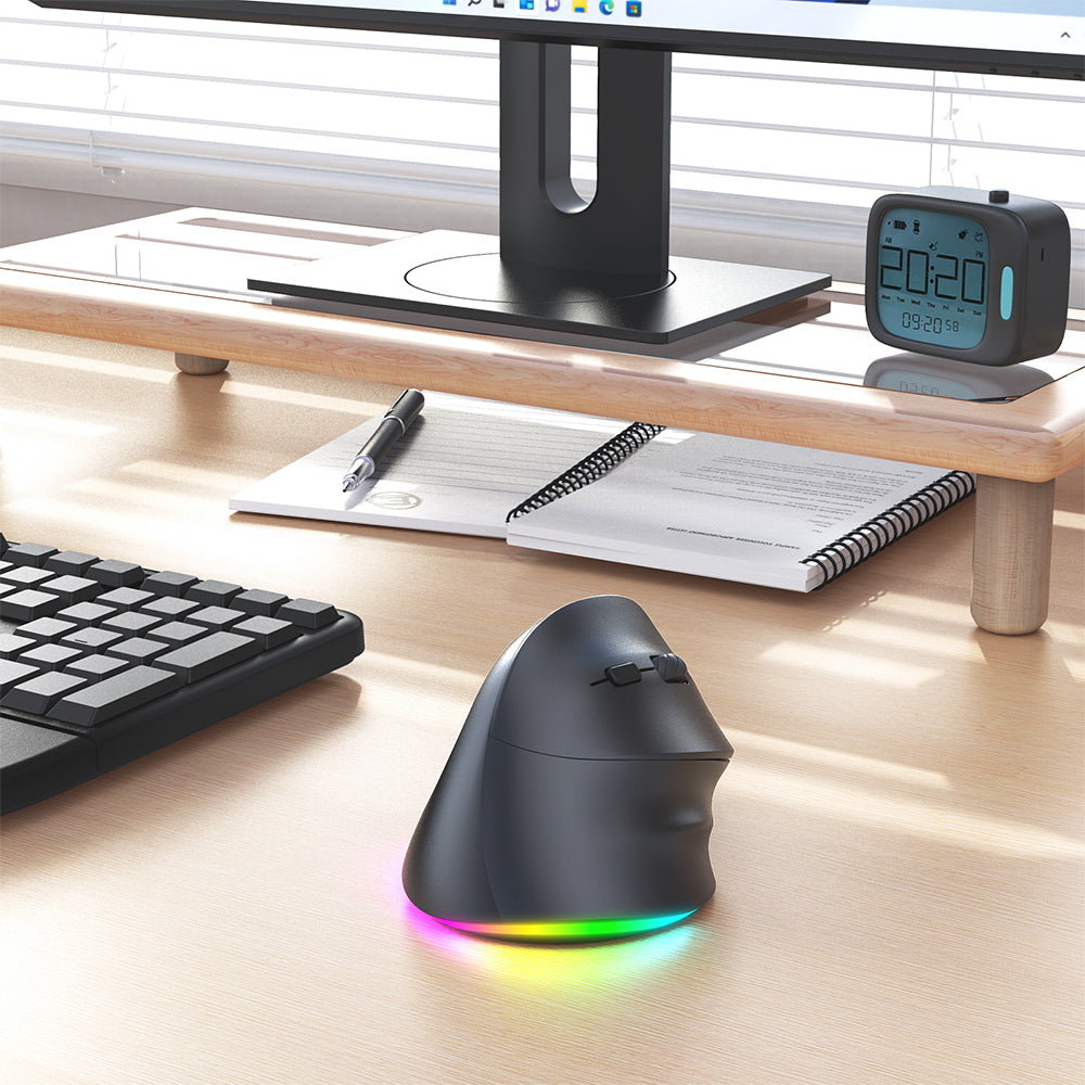 Meetion Wireless Ergonomic Vertical Mouse - Right-handed, RGB, Bluetooth